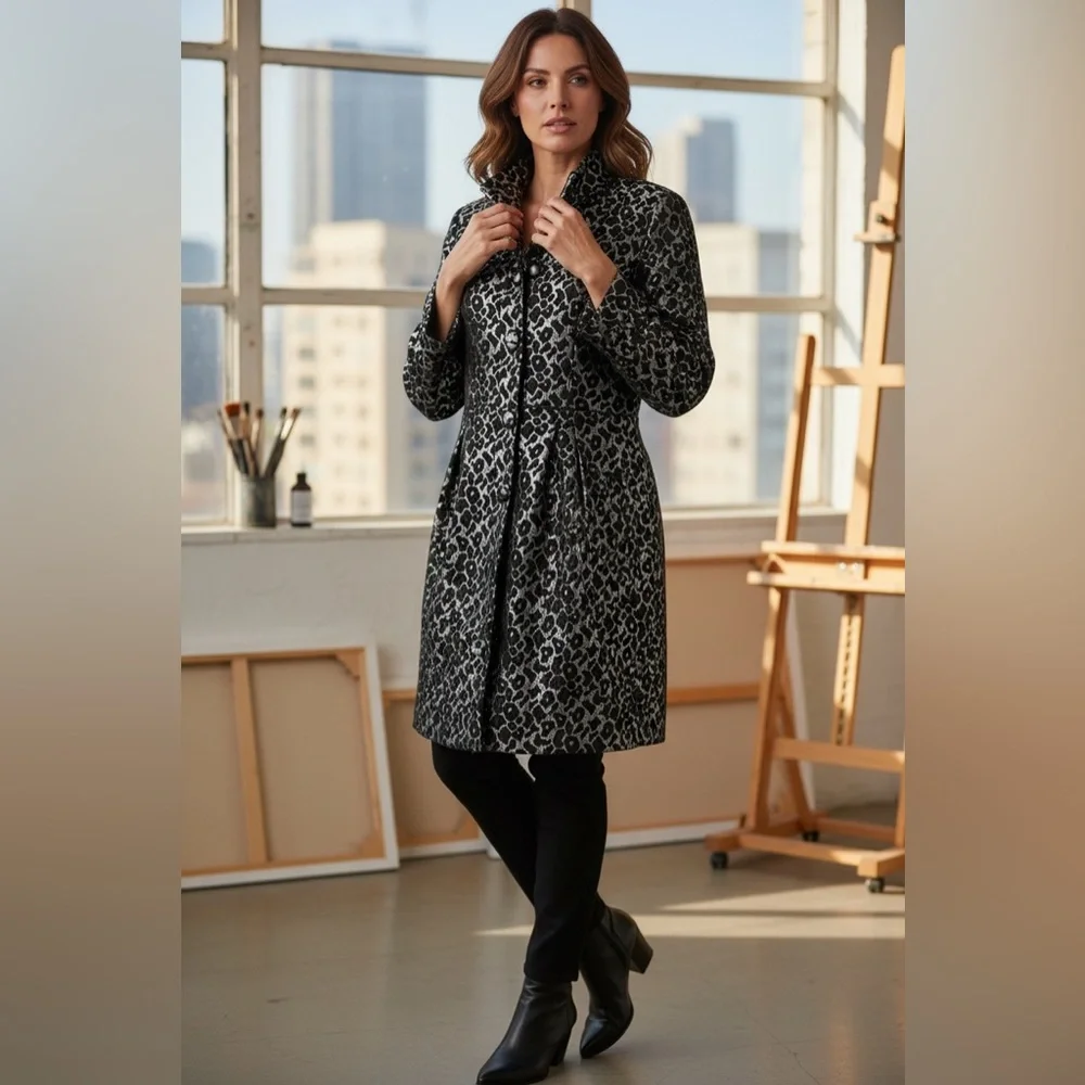 Rachel Roy Textured Velvet & Silk Blend Lightweight Coat Jacket Size 6 - Picture 14 of 15